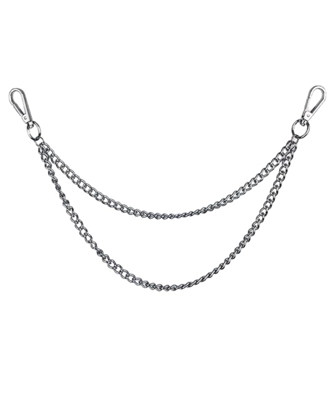 Gothik Punk Pant Chain, Hip Hop Pocket Jean Chain, Two Layer Waist Jewellery | Stainless Steel Silver | Jean Accessories for Men, Women & Boys |