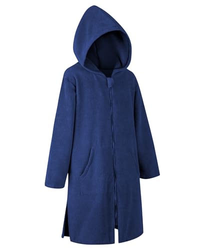 Image of MissShorthair Hooded Towel Robe for Kid, Zipper Beach Cover Up, Swim Changing Robe for Boy, Girls Bath Towelling Poncho