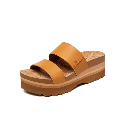Image of Athlefit Platform Sandals Women Summer Flatform Slides for Women Comfortable Arch Support Beach Sandals