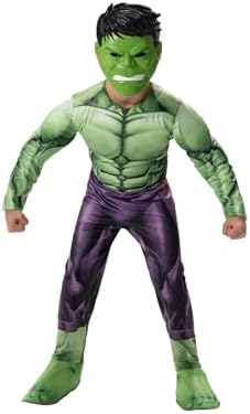 Jazwares Costume Play Marvel Hulk Official Youth Halloween Costume - Premium Quality Padded Jumpsuit with Plastic Mask