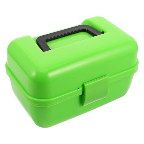 Boîte à pêche compacte verte à 2 niveaux pour matériel et leurres