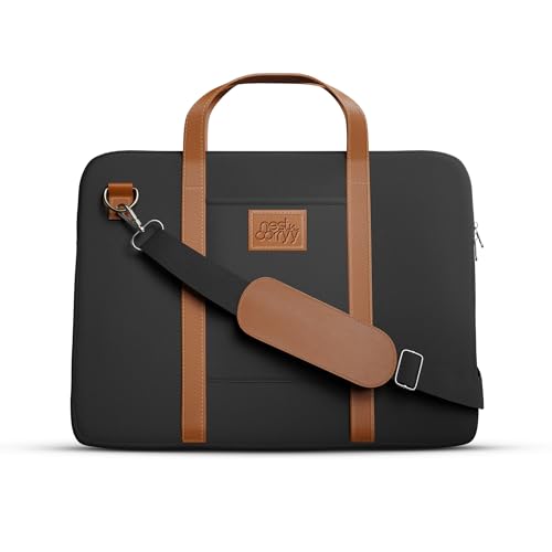 Image of Laptop Sleeve with Handle Upto 14 Inch for Men & Women | Ultra Slim Lightweight | Detachable Shoulder Strap | for MacBook Air /Pro, Asus, Lenovo, Dell & More|Gift for Office & Daily Travel (Black)
