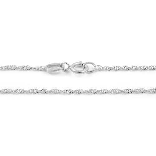 Monde Petit Chaîne maille Singapour Or blanc 18 Carats (50 cm) - Coffret cadeau - Certificat de garantie