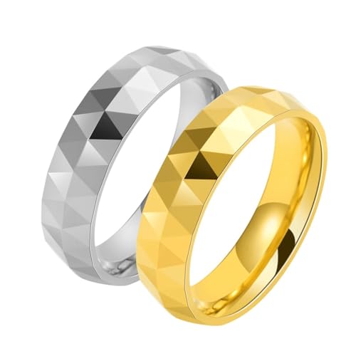 Bague tungstène homme argent alliance mariage bijoux à losanges géométriques - 2