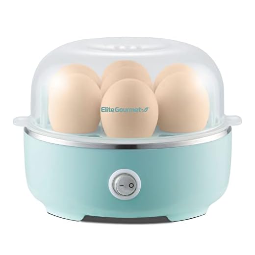 Elite Gourmet EGC115M Easy Egg Cooker Electric 7-Egg Capacity, Soft, Medium, Hard-Boiled Egg Cooker with Auto Shut-Off, Measuring Cup Included, BPA Free, Retro Mint