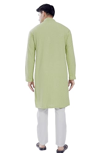 Image of DIVISIVE Men's Sequince Embroidered Cotton Blend Only Slim Fit Kurta