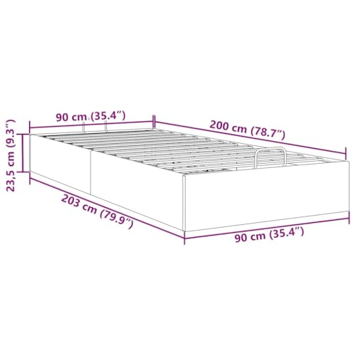 vidaXL Ottoman-Bett ohne Matratze Cappuccino-Braun 90x200cm Kunstleder, Bettrahmen, Bettgestell mit Stauraum, Polsterbett, Bettgestell