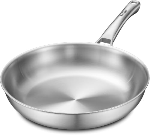 Image of VocVoi Stainless Steel Pan, 12 Inch Frying Pan, PFOA & PTFE Free, Non Toxic Skillet, Dishwasher & Oven Safe, Induction Compatible, Ceramic & Gas Cooktops