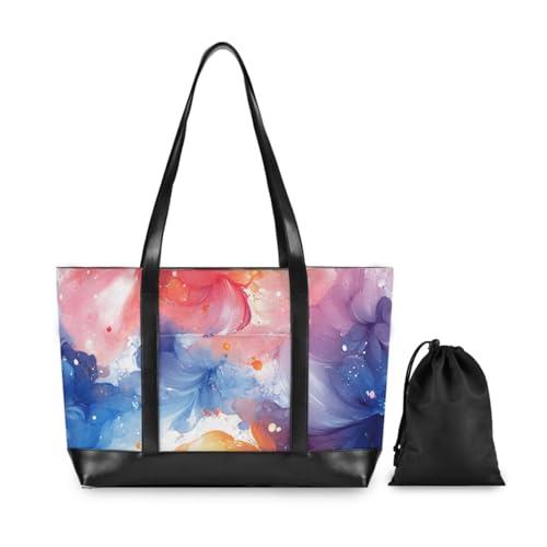 KLL Watercolor Flowers Sturdy work bag with laptop compartment with zipper laptop tote bags for work Large Handbag for teacher with bolsos secret para mujeres2