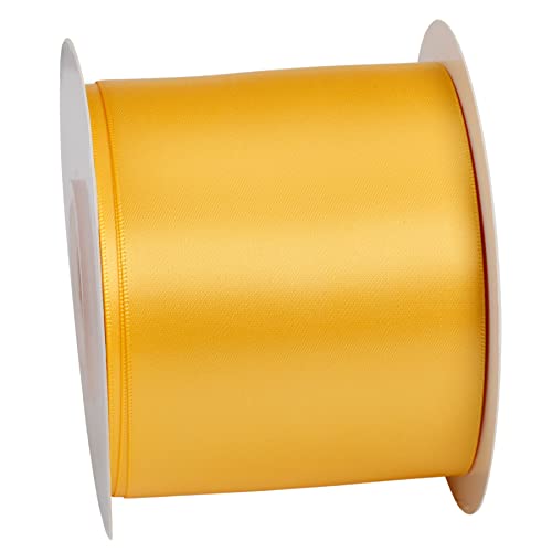 Ribbonitlux 75mm Wide Double Face Satin Ribbon 22 Meters (660-Yellow Gold, Set for Bow Party Decor, Sewing Applications - Image 3
