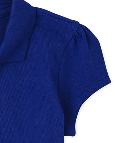 The Children's Place girls Uniform Ruffle Pique Polo Shirt, Renew Blue, L 10 12 US3
