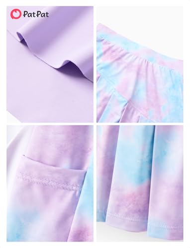 Image of PATPAT Girls Tennis Skirt Sets Moisture Wicking Tank Tops and Pleated Skirts 2 Piece Outfits Activewear Sets 5-12 Years