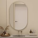 baanio Eclisse - Espejo Baño Ovalado 60x100 | Espejo de Cristal de 4 mm, Plata Ecológica y Fácil Instalación | Montaje Horizontal o Vertical | Diseño Moderno