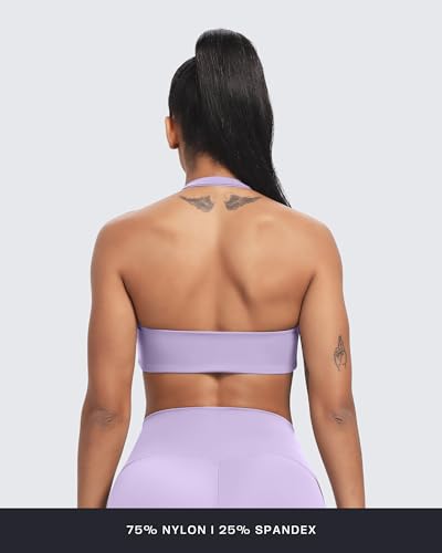Image of Aoxjox Women's Workout Sports Bras Fitness Taylor Scrunch Halter Bra Yoga Crop Tank