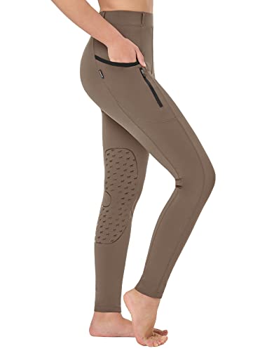 Baleaf Girls Horse Riding Pants Kids Equestrian Breeches Belt Loops Knee-Patch Youth Schooling Tights Zipper Pocket Brown Xs #TOP8