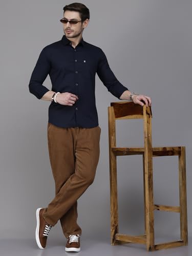 Image of Majestic Man Comfort Slim Fit Solid Pure Cotton Casual Shirt