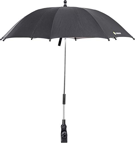 LittleLife Baby Sun Parasol UPF50+ | Universal Pushchair & Buggy Umbrella Adjustable 360 Shade for Safe Summer Walks Black