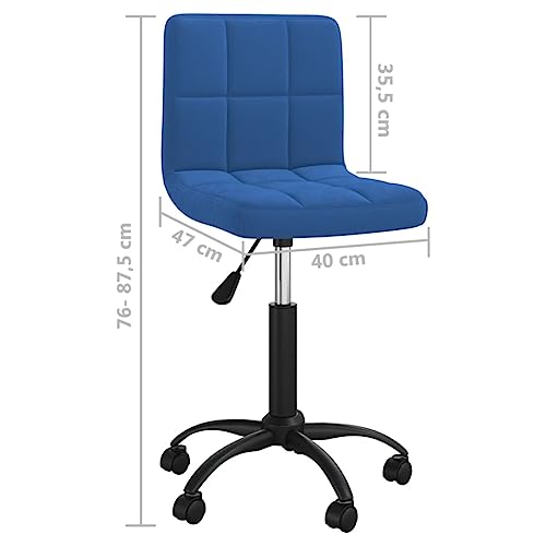 Chaise pivotante de bureau en velours bleu à roulettes réglable - 3