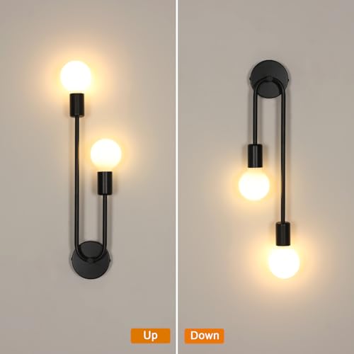 Comely lámpara de pared interior de metal con 2 luces y casquillo vintage E27 7