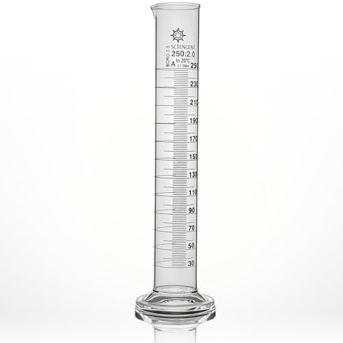 Premium Lab Glass Graduated Cylinder 250 ml Class A ±1ml Borosilicate 250ml Measuring Cylinder