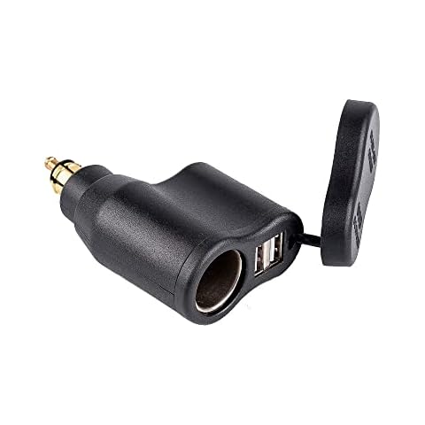 Digit.Tail 12V-24V Hella (Din) to Cigarette Lighter Socket and Dual USB Standard Plug Adapter for Motorcycles Cover