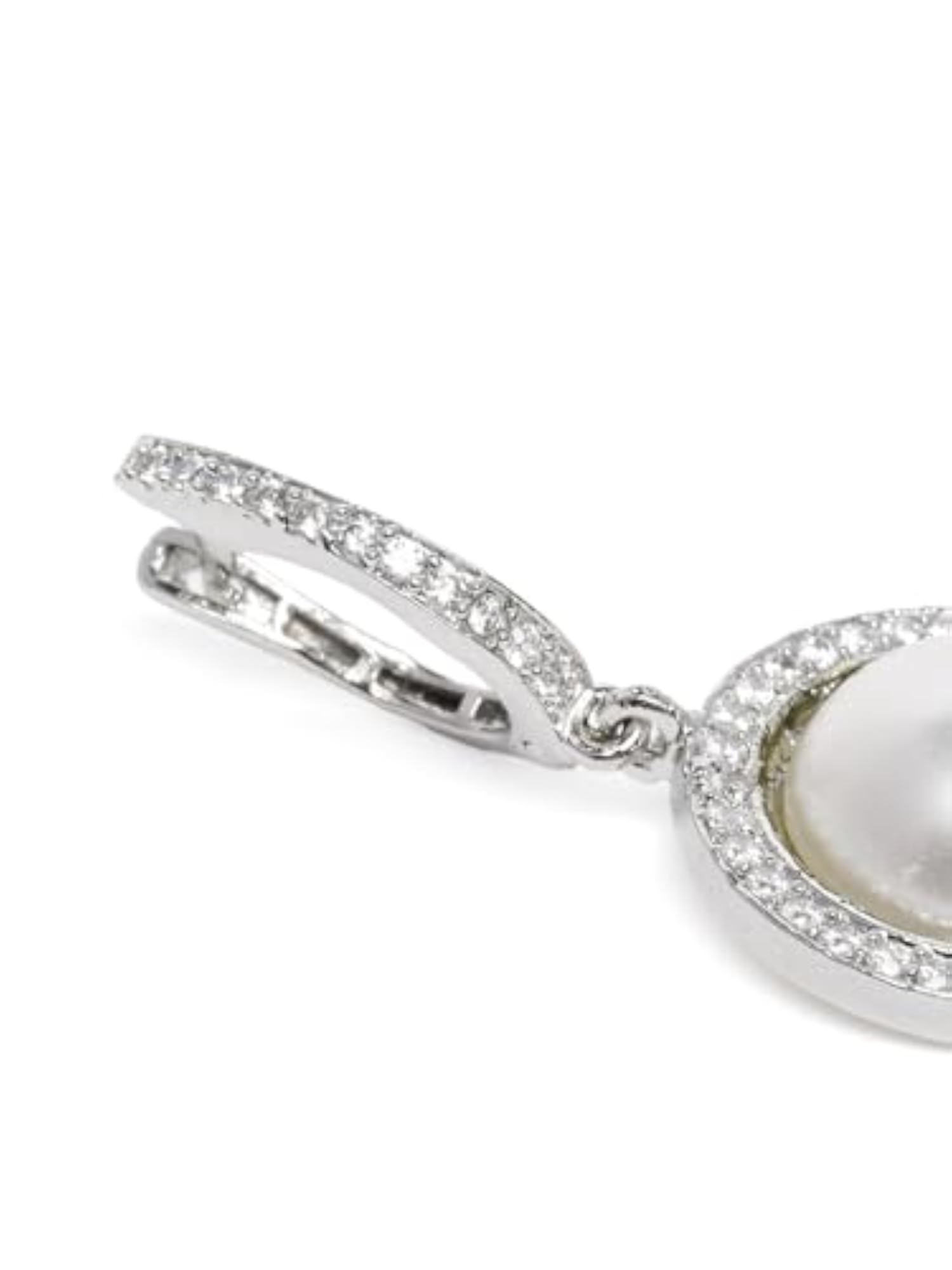 Women's Brass Rhodium Plated Drop Earrings with American Diamond & Hydro CZ Stones