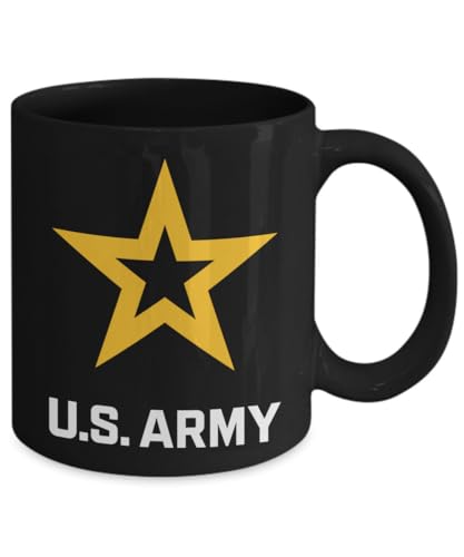 Taza de Café U.S. Army con Logo Estrella Dorada Negro 11oz miniatura 2