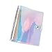Personal A6 Size 5.12"x7.48" 6-ring Clear Rainbow Binder Covers Colorful Soft PVC Notebook Round Ring Binder Cover Protector Snap Button Closure Loose Leaf Folder (Colorful, A6)
