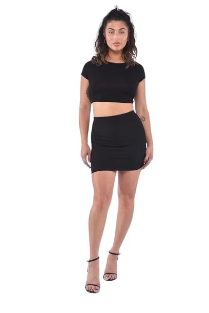 woo thing Girl's/Women's Solid Stretchy Bodycon Pencil Short Skirt with Elasticated Waist-picture-40