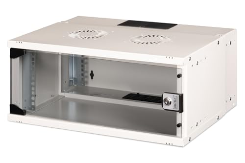 DIGITUS network cabinet - 19-inch rack 4 U - Unassembled - Wall mounting - 400 mm depth - 319,25 mm usable depth - Load capacity 60 kg - Glass door - SOHO Pro Series - Grey