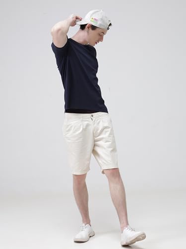 Image of TURMS Men's Casual Solid Round Neck T-Shirt, Odor Control, Stretchable & Breathable, Cotton Rich Fabric, Half Sleeve
