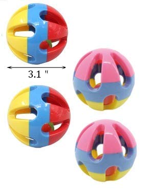 Pet Rattle Balls 4 Pack for Dogs, Pigs, Rabbits, or Other Small Pets - Interactive Chew Toy for Fetch or Treat Dispensing