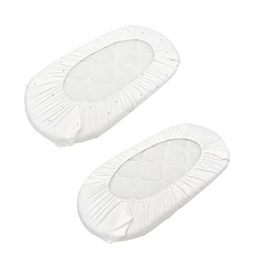 Fatu Fashion Moses Basket Baby Sheet Bassinet Set 2 Pack Sheet Cradle Fit For Halo Bassinet Swivel Sleeper Fitted Hourglass Bassinet Mattress Sheet (White) #TOP2
