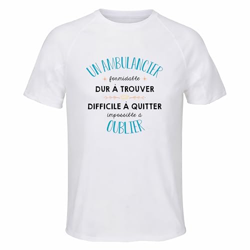 Planetee Maillot de Sport Homme pour Un Ambulancier Formidable Blanc - T-Shirt Respirant Polyester Manches Courtes - Cadeau Sportif Anniversaire Noël Fête...