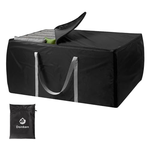 Aufbewahrungstasche Gartenauflagen 600L Wasserdicht Auflagentasche 420D Oxford Gartenpolster Tasche mit Reißverschluss Schutzhülle für Polsterauflagen Bettdecken Kissen Weihnachtsbaume (125x80x60cm)