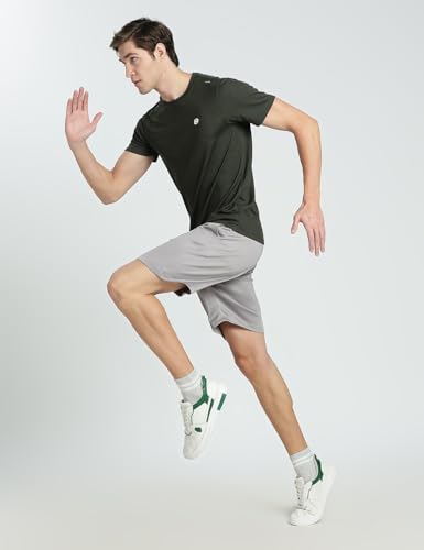 Image of Pump'd Men's Solid Textured Activewear Regular Fit Sports | Activewear | Running | Gym | Plain T-Shirt | Round Neck