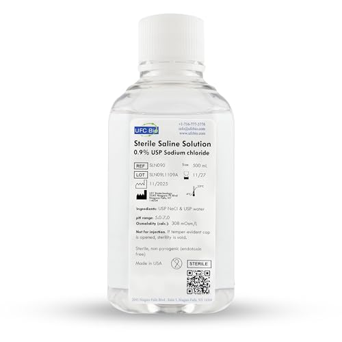 UFC Bio 0.9% Normal Saline Solution Sterile USP Sodium Chloride - Made in USA - 500 mL