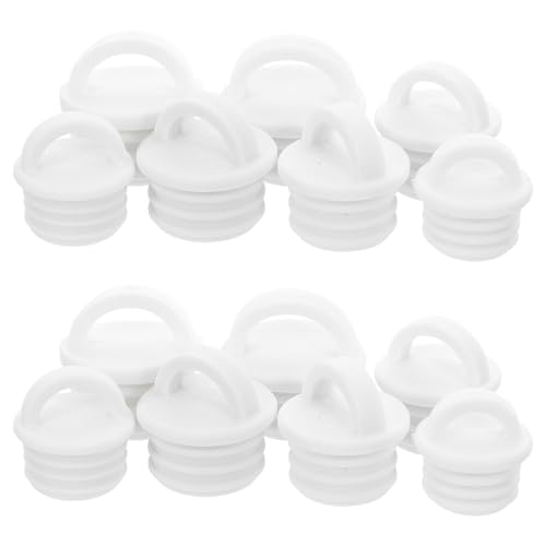 LIFKICH 14 Piezas Tapón de Drenaje para Cubo de Fregona Blanco de Goma con Diseño de Anillo para Instalación Rápida y Fácil Extracción en Fregaderos y Cubos de Cocina