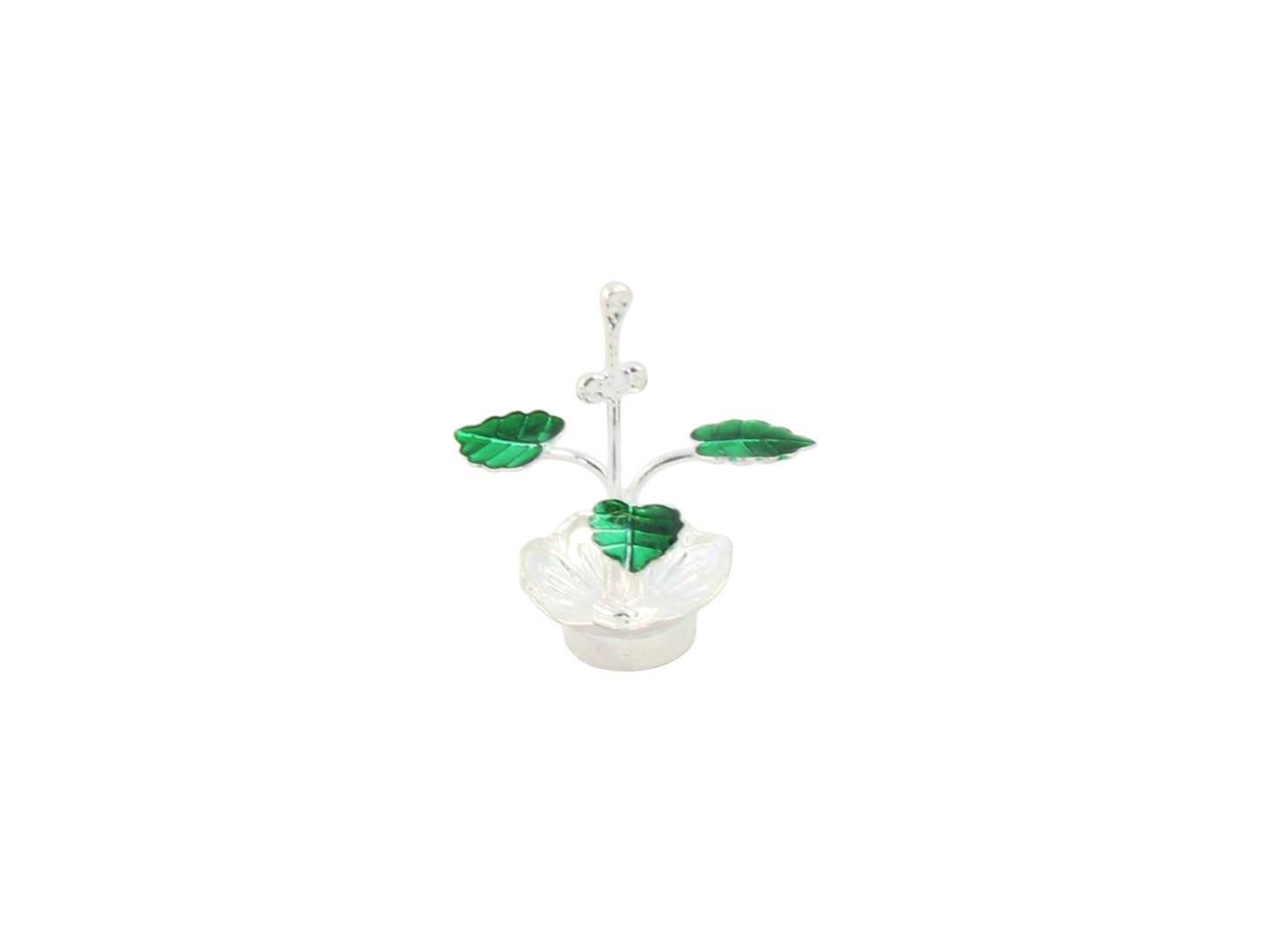 GoldGiftIdeas Pot Shape Pure Silver Tulsi Plant for Pooja, Silver Tulsi Kyara for Gift, Return Gifts for Housewarming, Pooja Items for Home