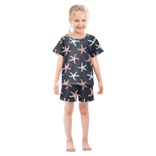 ALAZA Starfish Cartoon Pajamas Set Short Sleeve Cotton Sleepwear Summer Pjs 2 Piece 5-14Y3