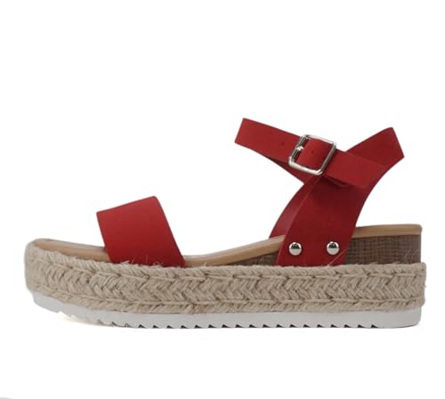 Image of Soda CLIP ~ Women Open Toe Ankle Strap Platform Espadrille Sandal