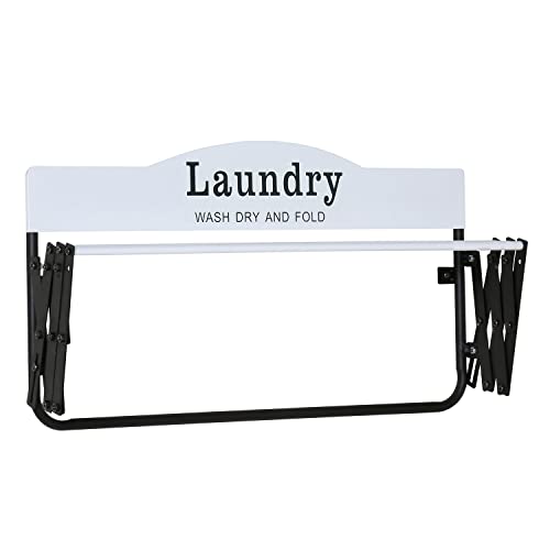 Home District Laundry Drying Rack - Wall Mounted Clothes Rack, Accordion Wall Hanger, Laundry Room Accessory #TOP2