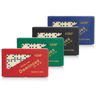 ASPIRE UK® Double Six Dominoes Set of 28 Classic Domino Tiles with Random Color PVC Carry Case, Durable and Portable Travel Game for Adults and Kids
