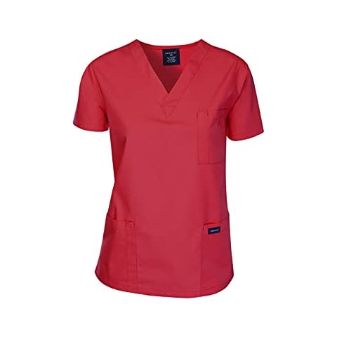 Dagacci Scrubs Medical Uniform Women and Men Scrubs Shirts Medical Scrubs Top Large Red Cover