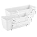Produktbild PAFEN 2X Balkonkasten mit Halterungen  492 x 172 x 174 mm - Blumentopf mit Wasserspeicher in Rattan-Optik Pflanztopf Pflanzkästen, Weiß