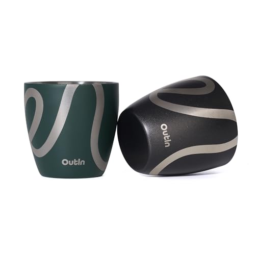 OutIn Espresso Cups Set of 2 Double Wall Insulated 75ml Stainless Steel