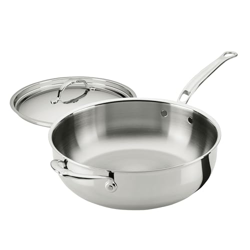 Hestan ProBond Luxe 5-Quart Essential Pan with Lid, Professional Clad Stainless Steel, ProCore Tri-Ply Clad Construction, Polished Exterior, Induction & Oven Safe
