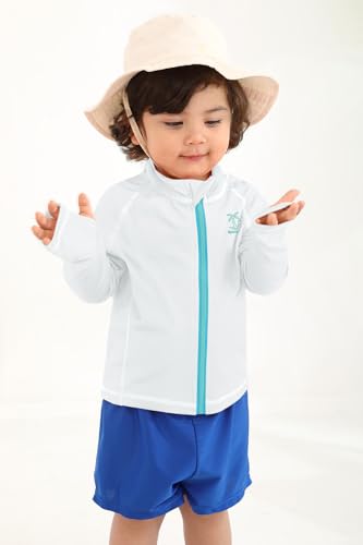 Image of BesserBay Baby Toddler Kids Rashguard Top UPF 50+ Long Sleeve Swim Shirt Zip Up Thumb Holes UV Jacket 12 Months-6 Years