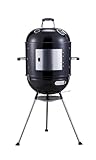 Megamaster Vertical 18 Inch Charcoal BBQ Smoker, 4-in-1 Portable Outdoor Grill with Adjustable Air Vent, 600 SQ. In Cooking Area, Built-in Temperature Gauge, BBQ Grill for Camping, Picnics - 810-36014