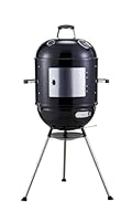 Megamaster Vertical 18 Inch Charcoal BBQ Smoker, 4-in-1 Portable Outdoor Grill with Adjustable Air Vent, 600 SQ. In Cooking Area, Built-in Temperature Gauge, BBQ Grill for Camping, Picnics - 810-36014